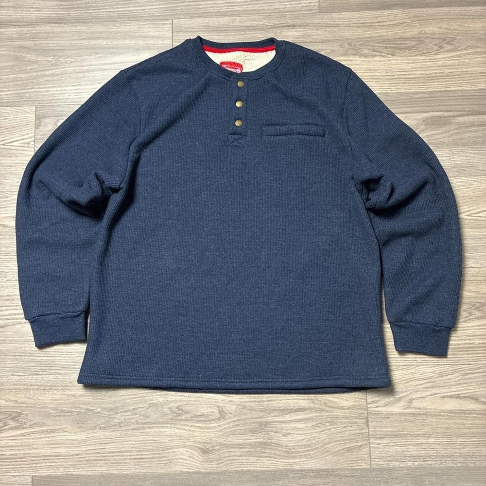 Coleman waffle knit faux sherpa lined snap henley pocket soft sweatshirt size XL